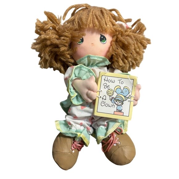 Vintage Knickerbocker Cloth Rag Doll With Book "How To Be A Clown" - Picture 1 of 2